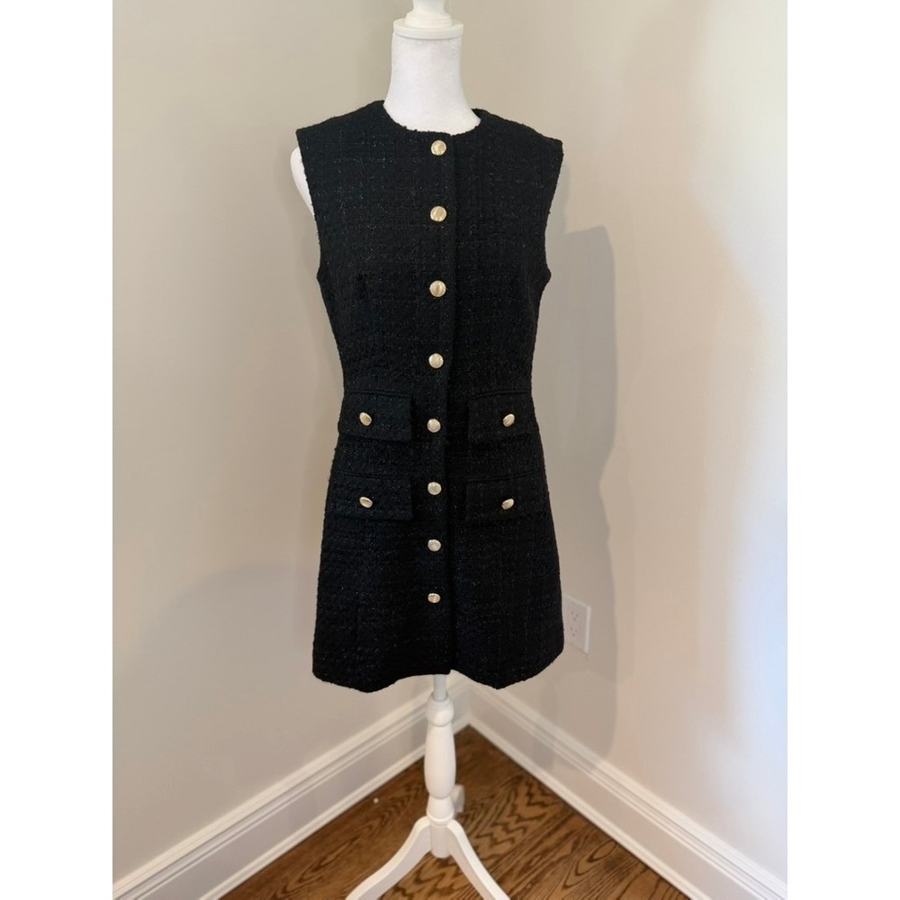 Gianni Bini x Lilly Sisto Alexandra NWT Tweed Sleeveless Mini Sheath Dress Blk 4